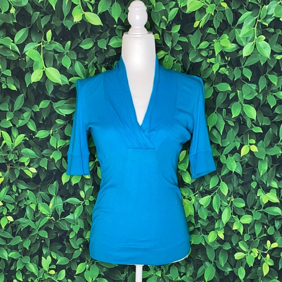 Express Tops - BLUE EXPRESS V-NECK TOP · SIZE S